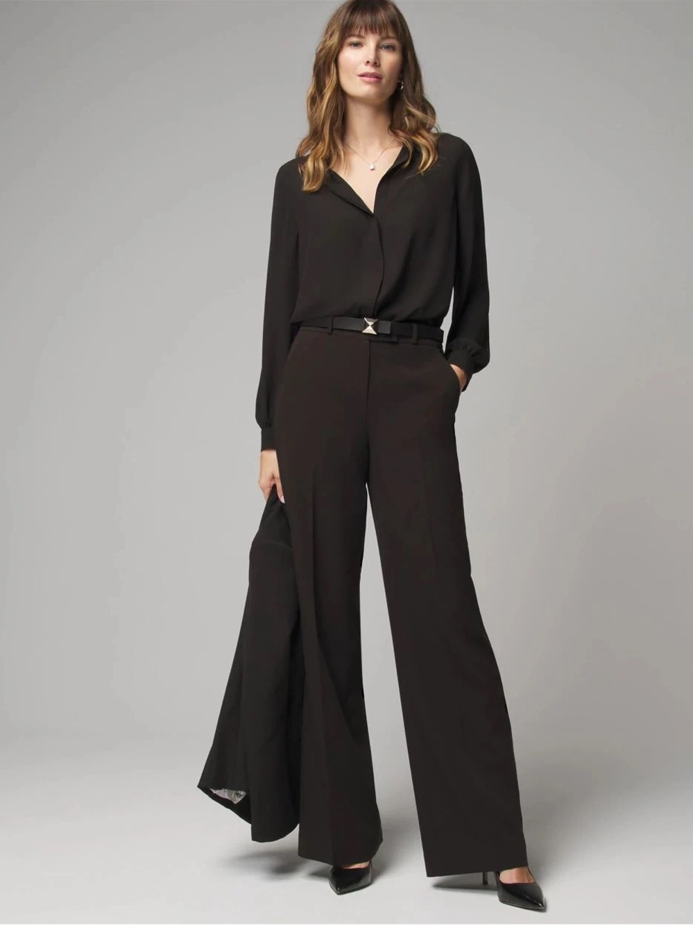 WHBM Black Wide-Leg Dress Pants for Women - Sleek Professional Style
